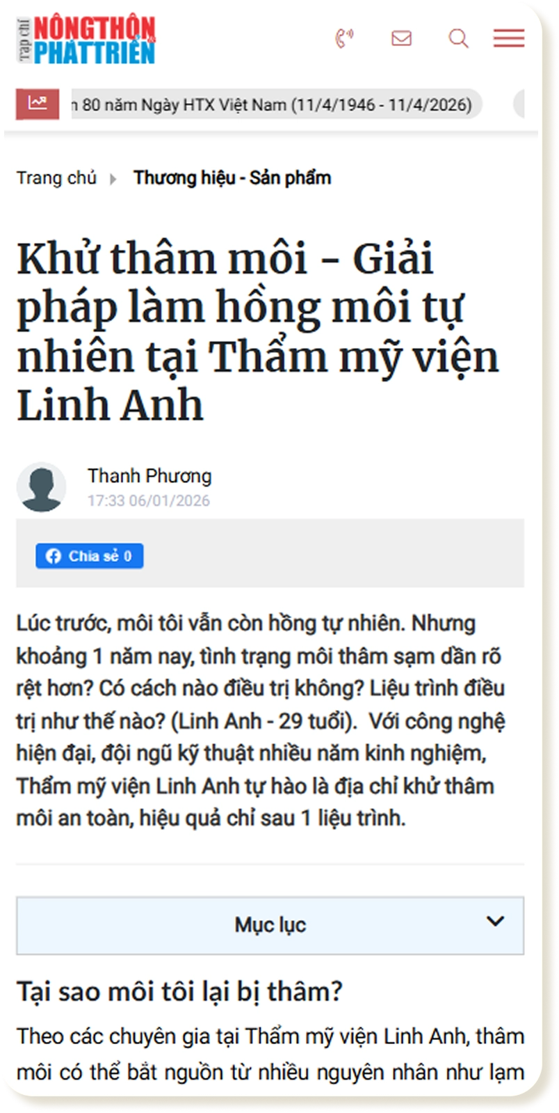 Linh Anh ghi dấu ấn trên báo Nông thôn Phát triển