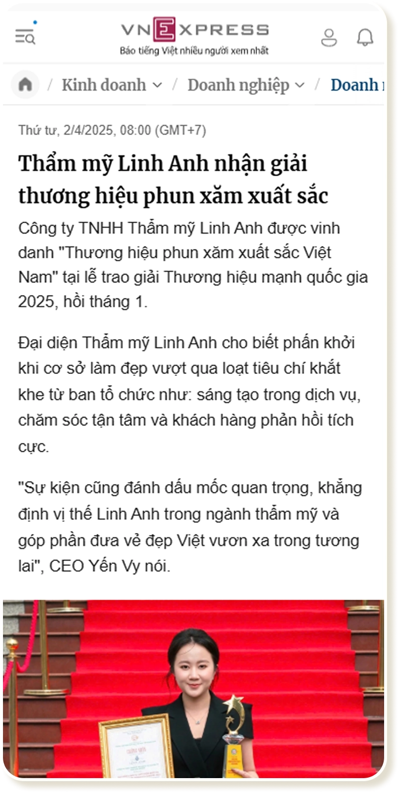 Linh Anh ghi dấu ấn trên VNExpress